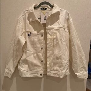 TikTok creator white jean jacket